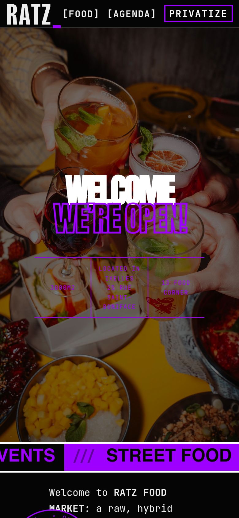 Version mobile du site RATZ Food Market